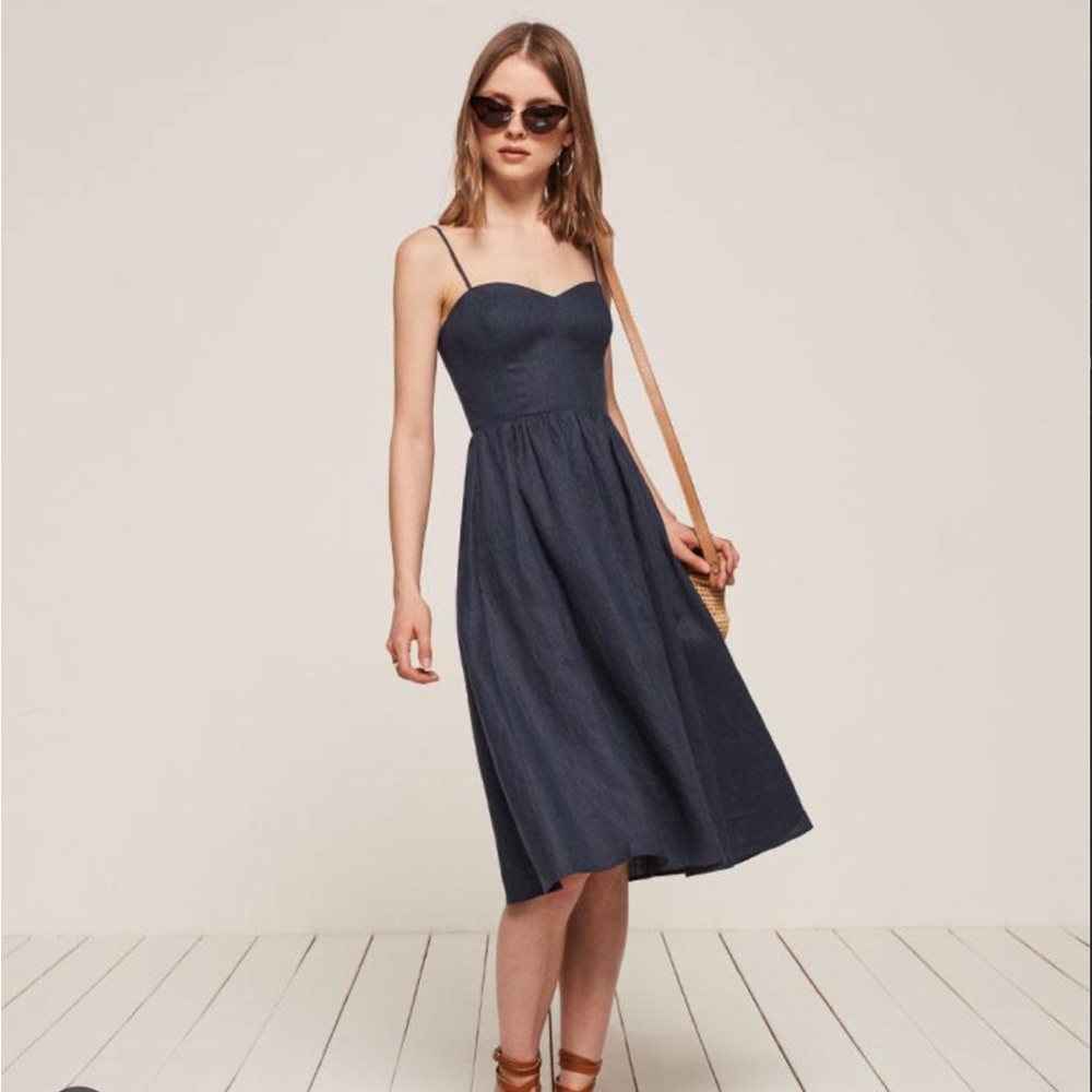 Reformation Olivia Navy Blue Dress